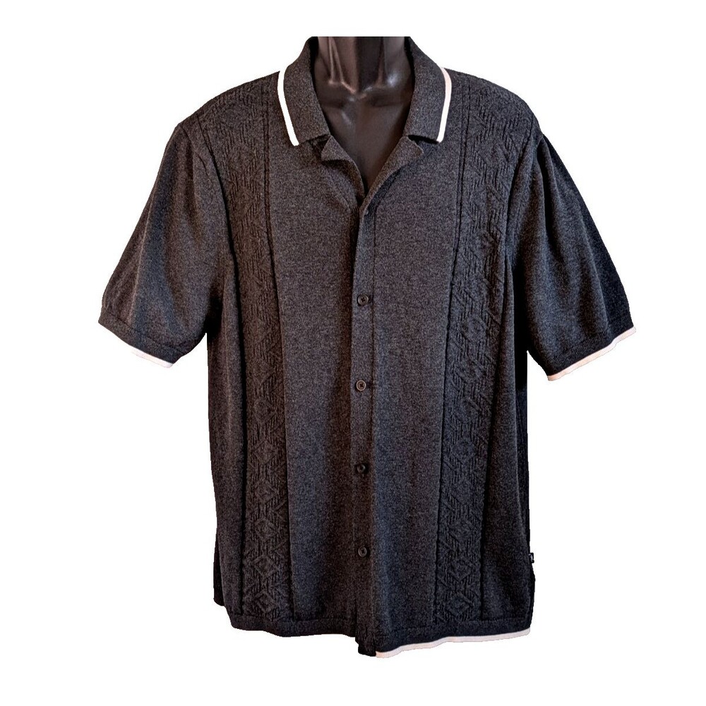Civil Society Men's XXL Charcoal Gray 100% Cotton Short Sleeve Cardigan Sweater
